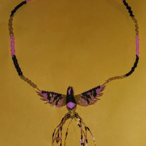 Hummingbird Loom Beaded Necklace - Picture 1 of 16